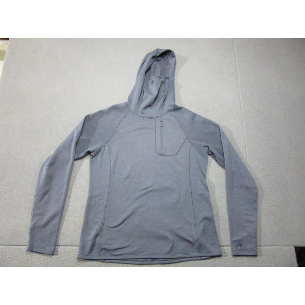 Mountain Hardwear Hoodie Womens Medium Blue Fleece Pullover Zip Pocket Hiking